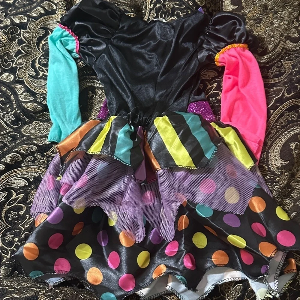 Colorful Halloween Costume rainbow polka dots clown Mardi Gras costume